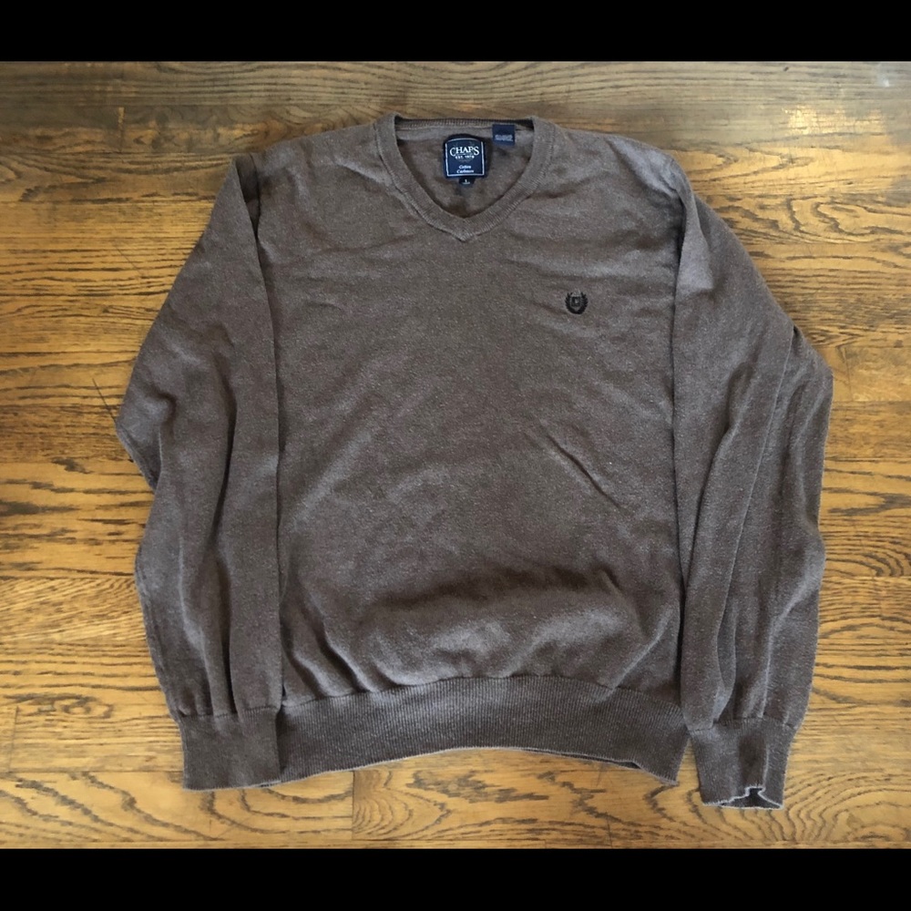Chaps brown v neck sweater men’s large cotton